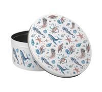 Purely Home Sea Life Large Cake Tin - Coastal Creatures & Ocean Themed Kitchen Gifts - Round Metal Storage Container For Baking 23 X 10Cm