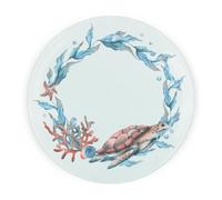 Purely Home Sea Turtle Round Worktop Protector - Textured Glass Chopping Board