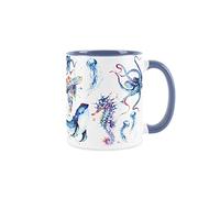Purely Home Sealife Aquatic Under The Sea Mug - White & Blue Mug Coffee/Tea Gift