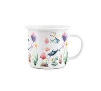 Purely Home Sealife Enamel Mug -White Camping Novelty Durable Hot Drinks Outdoor Cup For Travel Picnics Home Hiking