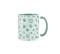Purely Home Seashells Mug - Turquoise Coastal Striped Mug - Nautical Ceramic Hot Drinks Colours Gift Cup