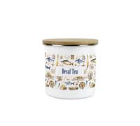 Purely Home Seaside Maritime Decaf Tea Canister - Sailing Fishing Coastal Gift - Metal/enamel Medium Kitchen Hot Drinks Storage Container