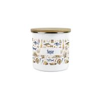 Purely Home Seaside Maritime Sugar Canister - Sailing Fishing Coastal Gift - Metal/enamel Medium Kitchen Hot Drinks Storage Container
