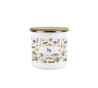 Purely Home Seaside Maritime Tea Canister - Sailing Fishing Coastal Gift - Metal/enamel Medium Kitchen Hot Drinks Storage Container