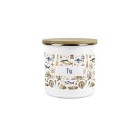 Purely Home Seaside Maritime Tea Canister - Sailing Fishing Coastal Gift - Metal/Enamel Medium Kitchen Hot Drinks Storage Container