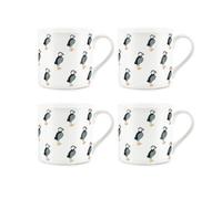 Purely Home Seaside Puffins Bone China Mugs - Set Of 4