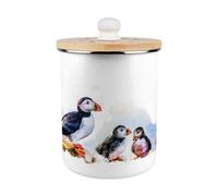 Purely Home Seaside Puffins Compost Caddy - Metal 2L Decorative Food Waste Bin