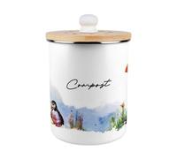 Purely Home Seaside Puffins Food Waste Bin - Metal 2L Decorative Compost Caddy