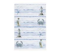 Purely Home Seaside Striped Tea Towel - Blue & White Coastal Beach Gifts - Beside the Sea Panama Cotton Kitchen Dish Towel/Drying Cloth - 67cm x 45cm