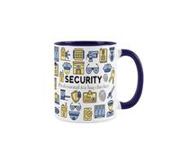 Purely Home Security Mug - Humorous Novelty Job Gifts for Security Guards & Bodyguards - Tea/Coffee Hot Drinks Navy Blue Ceramic Cup Present