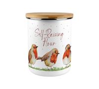 Purely Home Self Raising Flour Large Canister Jar - Robins Themed Extra Large Storage Container - Bird Patterned Homewares Gifts