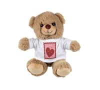 Purely Home Sent With Love Light Brown Teddy Bear - Small Plush Toy Couples Valentines Day Gift - Stuffed Animal with Love Heart Postage Stamp T-Shirt
