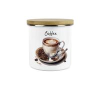 Purely Home Shabby Chic Cup & Saucer Coffee Canister - Antique Drinkware Homewares Gifts - 1.2L Enamel Hot Drinks Kitchen Storage Container