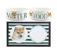 Purely Home Shiba Inu Pet Mat, Food & Water Bowl Set