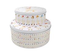 Purely Home Silly Goose Set of 2 Cake Tins - Nesting Round Large & Medium Metal Storage Containers for Cakes and Baking - Novelty Fancy Dress Kitchen Gifts for Bird Lovers