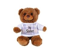 Purely Home Sister Teddy Bear - Big Sister Gift - Dark Brown Stuffed Animal with Printed T-Shirt