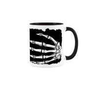 Purely Home Skeleton Hand Mug - Spooky Halloween Decor Gift - Ceramic Tea/Coffee Black Drinks Cup