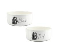 Purely Home Sketched Cocker Spaniel Food & Water Bowl Set