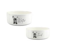 Purely Home Sketched Frenchie Food & Water Bowl Set