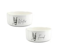 Purely Home Sketched German Shepherd Food & Water Bowl Set