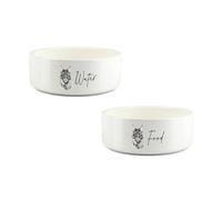 Purely Home Sketched Maine Coon Food & Water Bowl Set