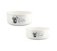 Purely Home Sketched Pug Food & Water Bowl Set