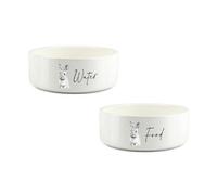 Purely Home Sketched Rabbit Food & Water Bowl Set