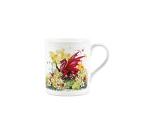 Purely Home Small Daffodils & Dragon Welsh Mug - Floral Wales Souvenir Gifts - 250ml Bone China Tea/Coffee Mug Present for Friends & Relatives