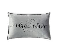 Purely Home Soft Velvet Cushion Cover -Custom Mr & Mrs Grey Piped Scatter Cushion Cover - Bedroom Décor - Cushion not included