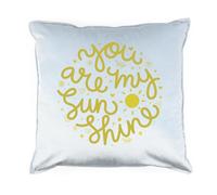 Purely Home Soft Velvet Cushion Cover - You are my Sunshine Blue & Gold Piped Scatter Cushion Cover - Baby Nursery Décor - Cushion Pad Not Included