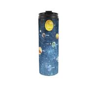 Purely Home Solar System Travel Mug - Space Planets Stars Reusable Stainless Steel Vacuum-Sealed Double-Walled Hot/cold Drinks Flask