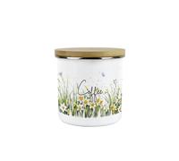 Purely Home Spring Daffodils Coffee Storage Canister - Floral Nature Metal Enamel Hot Drinks Storage Container