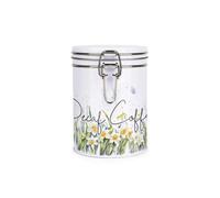 Purely Home Spring Daffodils Decaf Coffee Canister - White Metal Clip Lid Kitchen Food Storage Jar/container 700Ml (13Cm X 9.5Cm)