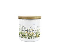 Purely Home Spring Daffodils Decaf Coffee Storage Canister - Floral Nature Metal Enamel Hot Drinks Storage Container