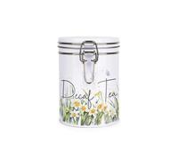 Purely Home Spring Daffodils Decaf Tea Canister - White Metal Clip Lid Kitchen Food Storage Jar/container 700Ml (13Cm X 9.5Cm)