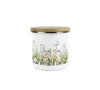 Purely Home Spring Daffodils Decaf Tea Storage Canister - Floral Nature Metal Enamel Hot Drinks Storage Container