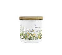Purely Home Spring Daffodils Herbal Tea Storage Canister - Floral Nature Metal Enamel Hot Drinks Storage Container