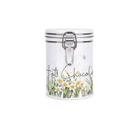 Purely Home Spring Daffodils Hot Chocolate Canister - White Metal Clip Lid Kitchen Food Storage Jar/container 700Ml (13Cm X 9.5Cm)