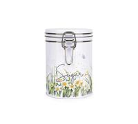 Purely Home Spring Daffodils Sugar Canister - White Metal Clip Lid Kitchen Food Storage Jar/container 700Ml (13Cm X 9.5Cm)