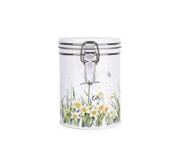 Purely Home Spring Daffodils Tea Canister - White Metal Clip Lid Kitchen Food Storage Jar/container 700Ml (13Cm X 9.5Cm)