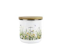 Purely Home Spring Daffodils Tea Storage Canister - Floral Nature Metal Enamel Hot Drinks Storage Container