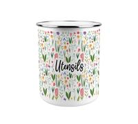 Purely Home Spring Flowers Metal Utensil Pot - XL Organiser for Kitchen Countertop