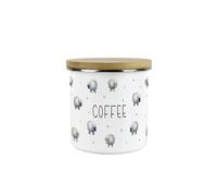 Purely Home Spring Sheep Coffee Storage Canister - Cartoon-Style Countryside Farm Animal Kitchen Décor - Tea/Coffee/Sugar Enamel 600ml Hot Drinks/Food Storage Container