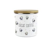 Purely Home Spring Sheep Decaf Coffee Storage Canister - Cartoon Farm Animal Kitchen Décor - Large 1.2L Enamel Hot Drinks Storage Container