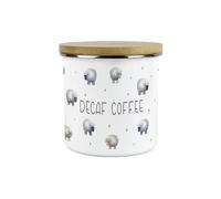Purely Home Spring Sheep Decaf Coffee Storage Canister - Cartoon-Style Countryside Farm Animal Kitchen Décor - Large 1.2L Enamel Hot Drinks/Food Storage Container