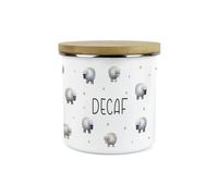 Purely Home Spring Sheep Decaf Storage Canister - Cartoon Farm Animal Kitchen Décor - Large 1.2L Enamel Hot Drinks Storage Container