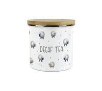 Purely Home Spring Sheep Decaf Tea Storage Canister - Cartoon Farm Animal Kitchen Décor - Large 1.2L Enamel Hot Drinks Storage Container