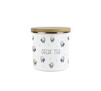 Purely Home Spring Sheep Decaf Tea Storage Canister - Cartoon-Style Countryside Farm Animal Kitchen Décor - Tea/Coffee/Sugar Enamel 600ml Hot Drinks/Food Storage Container