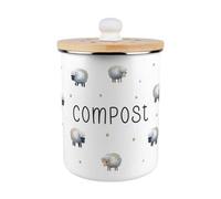 Purely Home Spring Sheep Food Waste Bin - Metal 2L Decorative Kitchen Compost Caddy
