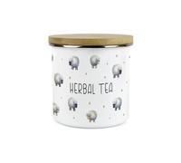 Purely Home Spring Sheep Herbal Tea Storage Canister - Cartoon Farm Animal Kitchen Décor - Large 1.2L Enamel Hot Drinks Storage Container